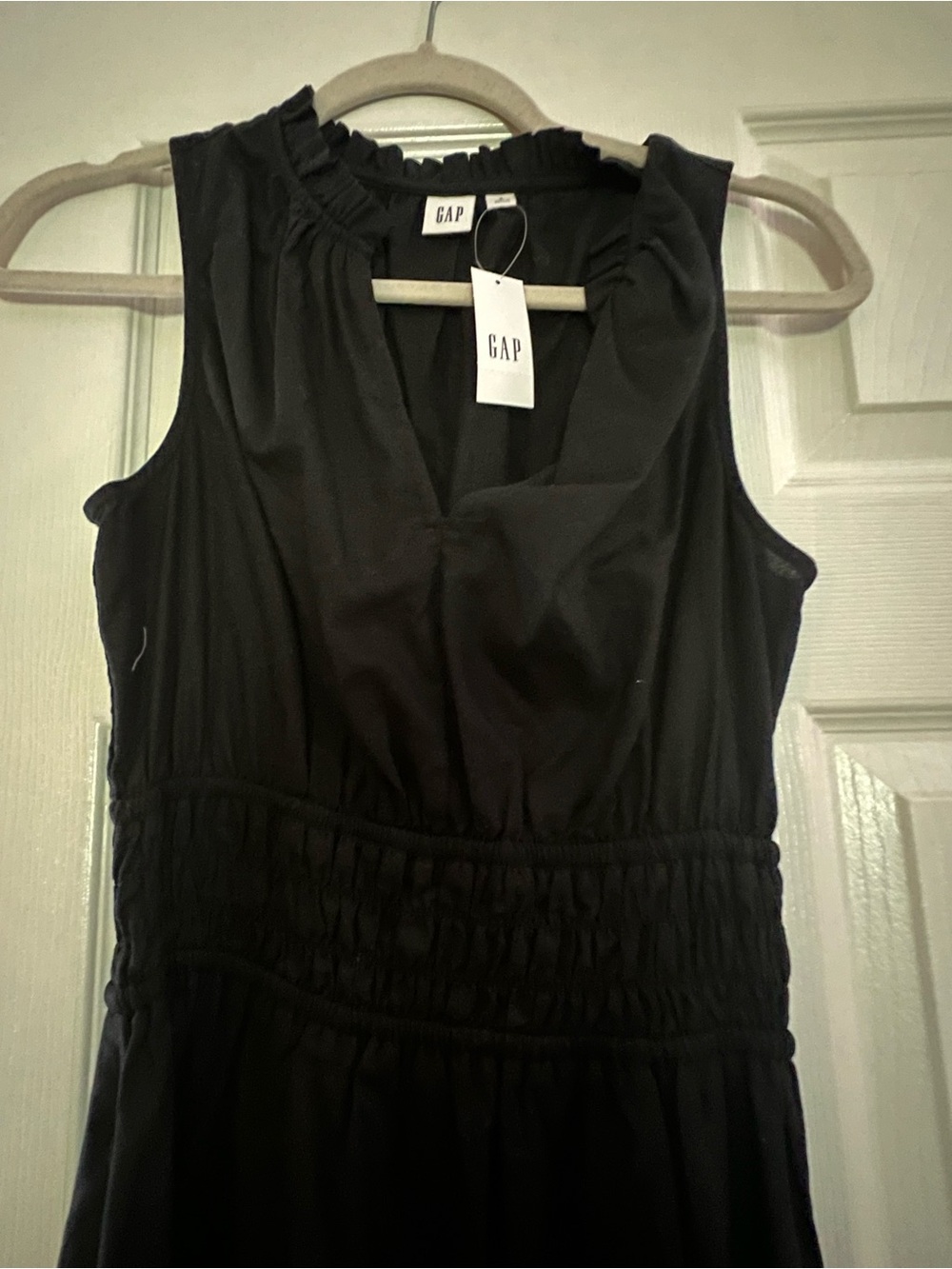 GAP Black Sleeveless Maxi Dress with Smocked Waist